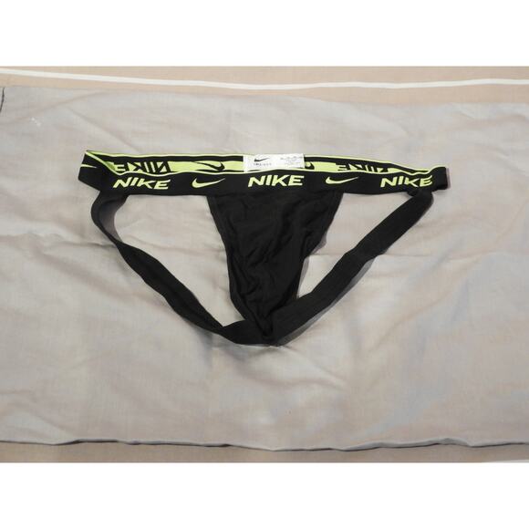 Nike Men’s Athletic Jockstrap  XL  Black with neon Volt logo waistband. - Picture 1 of 3
